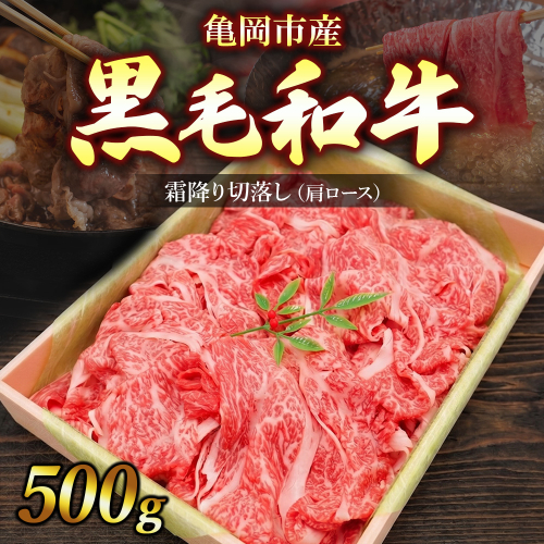 亀岡市産 黒毛和牛 霜降り 切落し 肩ロース 500g 牛肉 肉 すき焼き しゃぶしゃぶ スライス 冷凍 ギフト 人気 2676437 - 京都府亀岡市