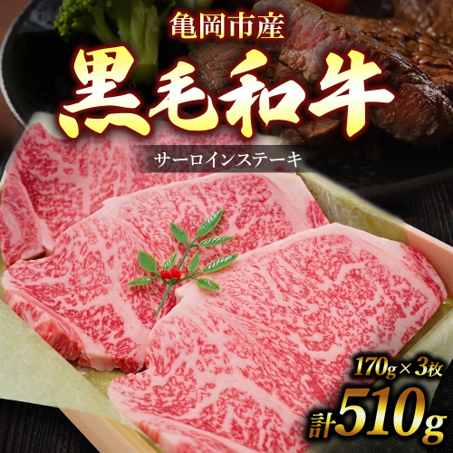 亀岡市産 黒毛和牛 サーロインステーキ 170g×3枚 牛肉 ステーキ 肉 サーロイン 冷凍 ギフト 贈答 お歳暮 お中元 人気 2676530 - 京都府亀岡市