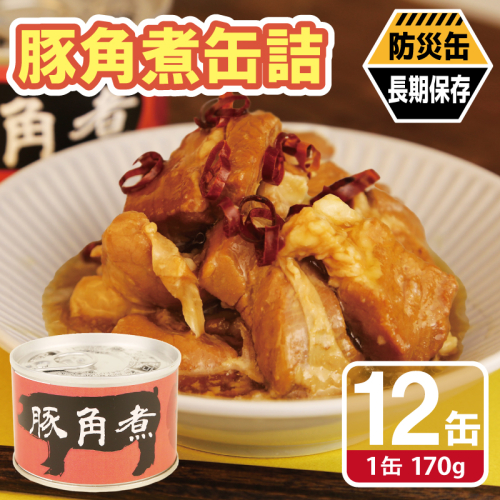 豚角煮缶詰 12缶セット【三元豚 豚バラ肉 おかず おつまみ 防災 備蓄 非常食 防災缶 長期保存】 020C578 2677162 - 大阪府泉佐野市