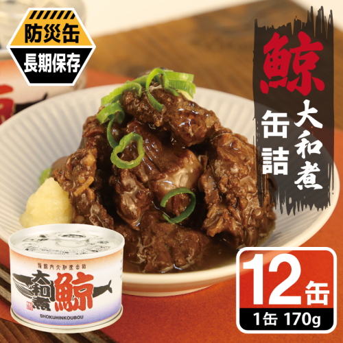 鯨大和煮缶詰 12缶セット【くじら クジラ 鯨肉 赤身 おかず おつまみ 防災 備蓄 非常食 防災缶 長期保存】 020C579 2677163 - 大阪府泉佐野市