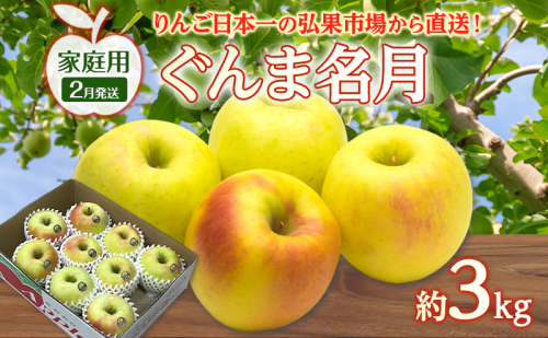 りんご 【 2月発送 】 家庭用 ぐんま名月 約 3kg　リンゴ 林檎 青森りんご 糖度 13度 甘い 酸味 デザート フルーツ 果物 お取り寄せ 産地直送 旬 季節限定 弘果物流 青森県 西目屋村 西目屋村産 2677180 - 青森県西目屋村