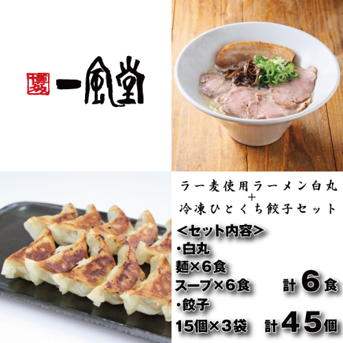 A1701.【一風堂】白丸ラー麦麺6食とひとくち餃子3袋セット【豚骨ラーメン】 2678637 - 福岡県新宮町