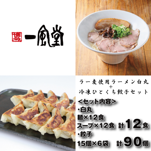 AG176.【一風堂】白丸ラー麦麺12食とひとくち餃子6袋セット【豚骨ラーメン】 2679419 - 福岡県新宮町