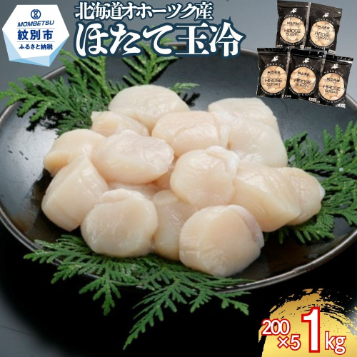 25-98 北海道オホーツク海産ほたて玉冷1kg(200g×5) 2680157 - 北海道紋別市