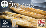 【10日程度で発送】高知県産鰻の白焼き120～130ｇ 2尾 蒲焼きのタレ2袋 エコ包装 yw-0126