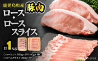 鹿児島県産豚肉 ロース(又は肩ロース) スライス(500g)・カツ(5枚) セット KN179-004-01