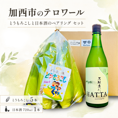 加西市のテロワール 日本酒 とうもろこし ペアリング セット 兵庫県 加西市 万願寺川 HATTA 720ml 1本 ＆ よしよし畑 とうもろこし 5本 コタニ酒店 セレクト 2685563 - 兵庫県加西市