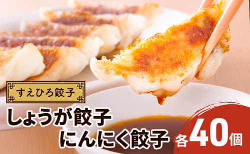 すえひろ餃子 （しょうが餃子・にんにく餃子） 各40個 （各20個入×2パック 計4パック） 計80個 タレ・唐辛子付き 餃子 浜松餃子 ギョーザ 冷凍餃子 具沢山 国産 ビールのお供 つまみ 静岡 浜松市 2685658 - 静岡県浜松市