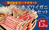 生冷凍　カット済　ずわい蟹セット(ビードロカット)　計約1.2kg＜03058a＞_ずわい蟹 かに カニ 生冷凍 カット済 セット 人気 美味しいしゃぶしゃぶ 生ずわい 本ズワイ蟹 カニしゃぶ カニ鍋 簡単調理【1682937】