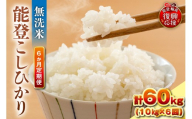 【定期便 6か月】令和8年産 能登コシヒカリ（10kg×6回）計60kg（無洗米／残留農薬ゼロ） wa084-014-r8