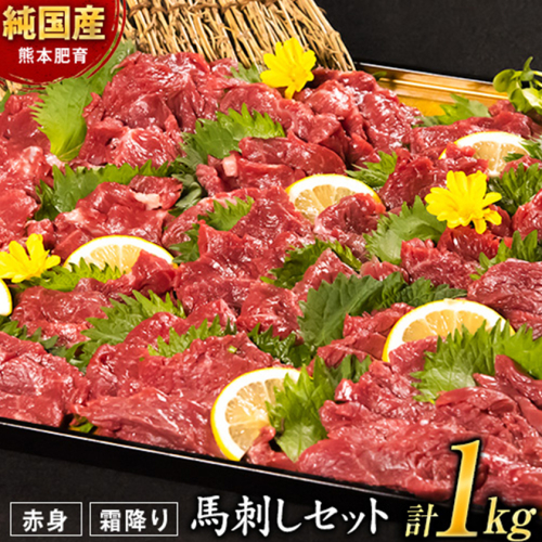 馬刺し1kg 赤身馬刺し900g＋霜降り馬刺し100g【純国産熊本肥育】 たっぷりタレ(5ml×10袋) 付き 桜肉 生食 冷凍《30日以内に出荷予定(土日祝除く)》送料無料 訳あり SDGs 2689913 - 熊本県津奈木町
