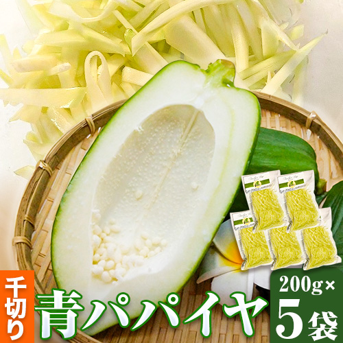 青パパイヤ 千切り 200g×5袋 ゆいやわす《30日以内に出荷予定(土日祝除く）》熊本県 葦北郡 津奈木町 パパイヤ パパイア 野菜 健康野菜 国産 人気 お味噌汁 炒め物 サラダ に 酵素 食物繊維 たっぷり 2689917 - 熊本県津奈木町