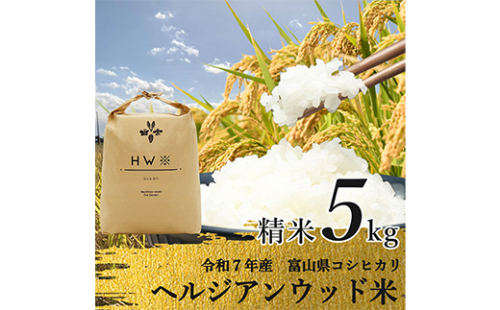 【令和7年産】精米 ヘルジアンウッド米 5kg 富山県産コシヒカリ 精米 国産 米 お米 日本米 ギフト 贈り物 食品 F6T-1020 2690372 - 富山県立山町