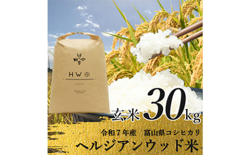 【令和7年産】玄米 ヘルジアンウッド米 30kg 富山県産コシヒカリ 玄米 国産 米 お米 日本米 ギフト 贈り物 食品 F6T-1022 2690374 - 富山県立山町