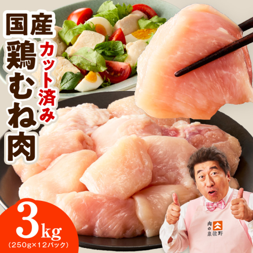 【カット済み】国産 鶏むね肉 3kg【スピード発送 氷温熟成×極味付け 小分け 250g×12P 鶏肉 とり 簡単調理 唐揚げ 親子丼 冷凍】 mrz0494 2690457 - 大阪府泉佐野市