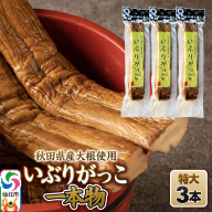 いぶりがっこ 一本物 特大サイズ 3本セット 株式会社がっこ [ご当地グルメ お取り寄せ 名産 漬物 漬け物 沢庵 たくあん つけもの 秋田 東北 土産]