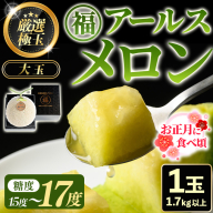 【0151119a】《先行予約受付中！》＜厳選極み＞お正月に食べ頃！マル福の高級アールスメロン(大玉1玉・1.7kg以上) メロン フルーツ 果物 果実 1キロ 数量限定 期間限定 贈答 贈り物 ギフト お正月 謹賀新年 年末 【マル福園芸組合】