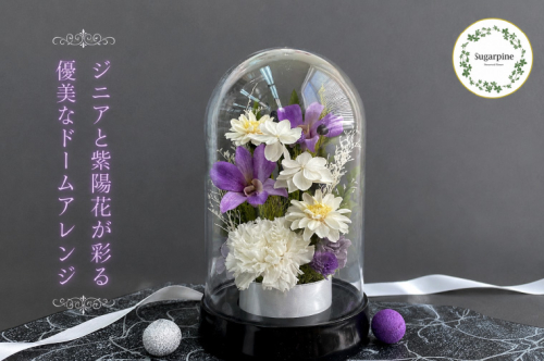 プリザーブドフラワー　栞（しおり）　藤【埼玉県 春日部市 ドーム型 紫系 贈答品 記念ギフト 室内装飾 上質 癒やし】（AJ278） 2692646 - 埼玉県春日部市