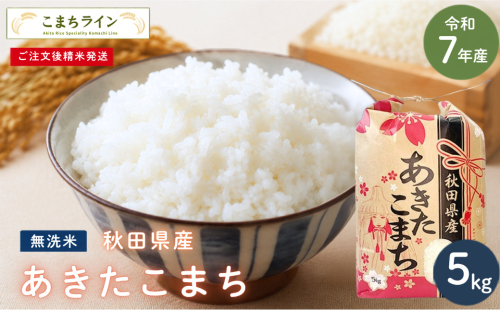 令和7年産 あきたこまち 無洗米 5kg 秋田県産 米 一等米 ブランド米 5キロ 精米 精米したて 一人暮らし 秋田 能代 能代市 送料無料 《こまちライン》 2696347 - 秋田県能代市