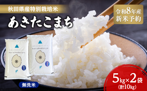 【令和8年産 新米予約】【無洗米】秋田県産特別栽培米あきたこまち10kg（5kg×2袋）新米 お米 おこめ 精米 小分け 特別栽培米 2696407 - 秋田県にかほ市