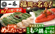 【もつ鍋一藤×かば田】国産黒毛和牛肉のもつ鍋味噌(4～6人前)とかば田の辛子明太子 コラボセット スピード配送 広川町 / Smallcompany株式会社 [AFCB017-11]