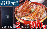 [お中元・夏ギフト用]国産うなぎ 蒲焼き 大サイズ 2本 合計300g以上(A1178-1)