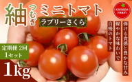 《先行予約》【定期便2ヶ月】紬（つむぎ）ミニトマト（ラブリーさくら）　1kg 1セット 新鮮野菜 フルーツ 旬 サラダ デザート お弁当 朝食 料理用 そのまま食べる おうちごはん お取り寄せ 産地直送 贈り物 手土産 愛知県 豊橋市