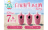 自家製生あま酒【ベリー】170ml×7本セット 【 甘酒 米麹 砂糖不使用 無塩 ノンアルコール 無添加 人気 パウチ AMAZAKE STAND 】 RT3370