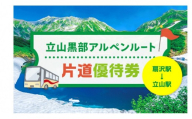 立山黒部アルペンルート 片道優待券 1枚 （扇沢駅→立山駅）