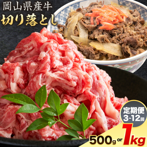 岡山県産牛 切り落とし 交雑牛 選べる 500g 1kg 定期便 3ヶ月定期便 6ヶ月定期便 12ヶ月定期便 お試し 大容量《60日以内に出荷予定(土日祝除く)》 岡山県 浅口市 肉 送料無料 2699518 - 岡山県浅口市
