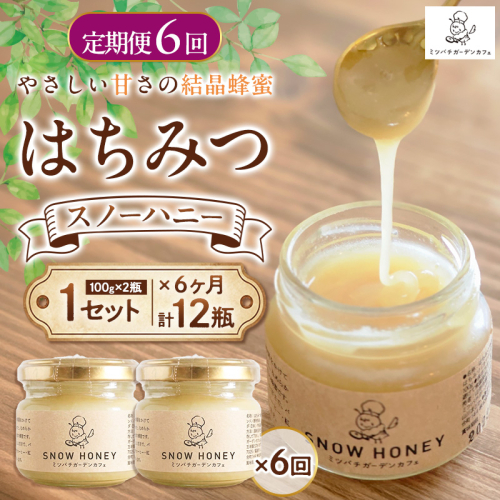 【定期便6ヶ月】【やさしい甘さの結晶蜂蜜】はちみつ「スノーハニー」(100g×2瓶)1セット はちみつ 蜂蜜 結晶はちみつ スノーハニー 天然はちみつ 家庭用 贈答用 山形県 山形市 FY26-099 2699574 - 山形県山形市
