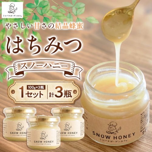 【やさしい甘さの結晶蜂蜜】はちみつ「スノーハニー」(100g×3瓶)1セット はちみつ 蜂蜜 結晶はちみつ スノーハニー 天然はちみつ 家庭用 贈答用 山形県 山形市 FY26-101 2699576 - 山形県山形市
