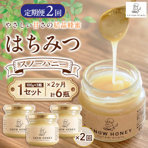 【定期便2ヶ月】【やさしい甘さの結晶蜂蜜】はちみつ「スノーハニー」(100g×3瓶)1セット はちみつ 蜂蜜 結晶はちみつ スノーハニー 天然はちみつ 家庭用 贈答用 山形県 山形市 FY26-103 2699578 - 山形県山形市