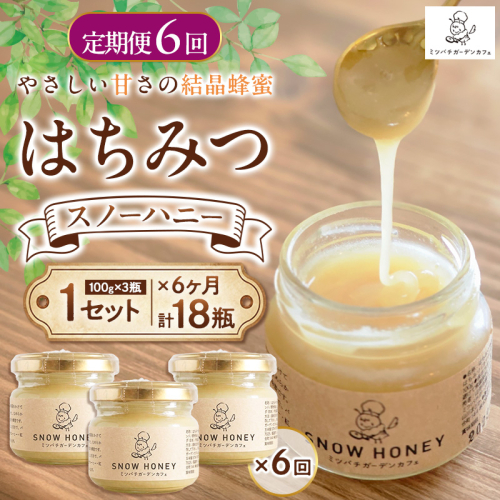 【定期便6ヶ月】【やさしい甘さの結晶蜂蜜】はちみつ「スノーハニー」(100g×3瓶)1セット はちみつ 蜂蜜 結晶はちみつ スノーハニー 天然はちみつ 家庭用 贈答用 山形県 山形市 FY26-104 2699583 - 山形県山形市