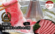 【６ヶ月定期便】 Ａ5等級 飛騨牛 すき焼き しゃぶしゃぶ用 ロースまたは肩ロース 1kg