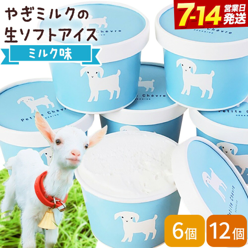 アイス ミルク やぎミルクの生ソフトアイス ミルク味 選べる内容量 130ml×6個 130ml×12個 《7-14日以内に出荷予定(土日祝除く)》 プティ・シェーヴル北海道 北海道 日高町 お菓子 スイーツ やぎ 2700665 - 北海道日高町