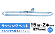 ラッシングベルト カムバックル付きエンドレス 幅25mm 長さ5m×2本セット スカイブルー ベルト キャンプ用品 オートバイ 荷崩れ防止 静岡 浜松市