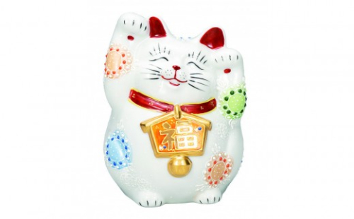 九谷焼　4.5号絵馬招き猫　白盛　a05 2705308 - 石川県能美市