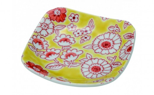 九谷焼　3号皿・フラワーシャワー黄色 5枚セット a01 民芸品 工芸品 焼き物 食器 2705394 - 石川県能美市