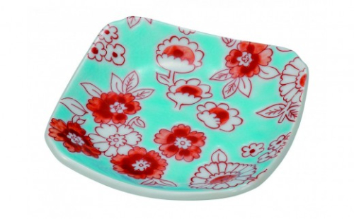 九谷焼　3号皿・フラワーシャワー水色 5枚セット a01 民芸品 工芸品 焼き物 色鮮や 食器 2705395 - 石川県能美市