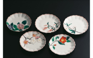 鉢揃　絵変わり四季の花　晄窯