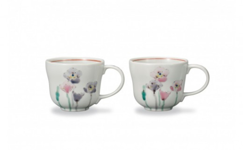 ペアマグカップ ポピー 大志窯 民芸品 工芸品 雑貨 キッチン雑貨 キッチン用品 食器 コップ 花 2705600 - 石川県能美市