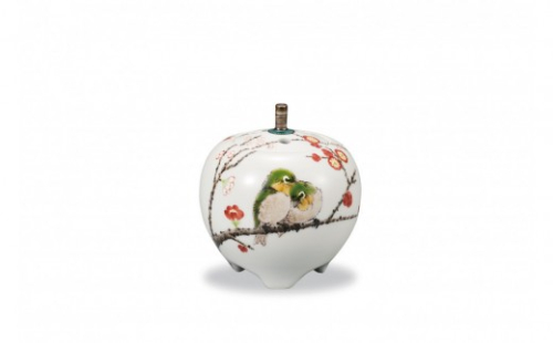 3号香炉　紅白梅に鳥　中村陶志人 民芸品 工芸品 雑貨 日用品 インテリア 香り 小物 2705604 - 石川県能美市