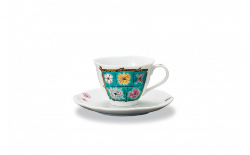 カップ&ソーサー フラワーBox グリーン 岩田玲子 民芸品 工芸品 ティーカップ コーヒー 紅茶 食器 キッチンアイテム キッチン雑貨 2705606 - 石川県能美市
