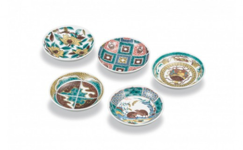 九谷焼 4.2号皿揃 古九谷風名品絵変わり（5枚セット） a01 焼き物 民芸品 工芸品 2705656 - 石川県能美市