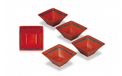 九谷焼 4.7号 小鉢揃 朱巻線文 和陶房 a01 焼き物  工芸品　民芸品 2705659 - 石川県能美市