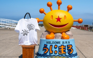 うにまるTシャツ (モノクロデザイン) ホワイト XLサイズ 奥尻島 ゆるキャラ ご当地 マスコット キャラクター うにまる 白 黒 メンズ レディース ユニセックス ご当地T キャラT Tシャツ 半袖 シンプル ベーシック | 北海道 奥尻町 送料無料