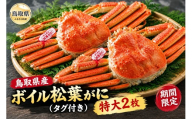 鳥取県産　ボイル松葉がに（タグ付き）特大２枚【期間限定】_T2600495　