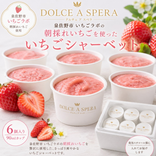 朝採れいちごのシャーベット6個 ー泉佐野・いちごラボより,果実そのままにー 099H4585 2707197 - 大阪府泉佐野市