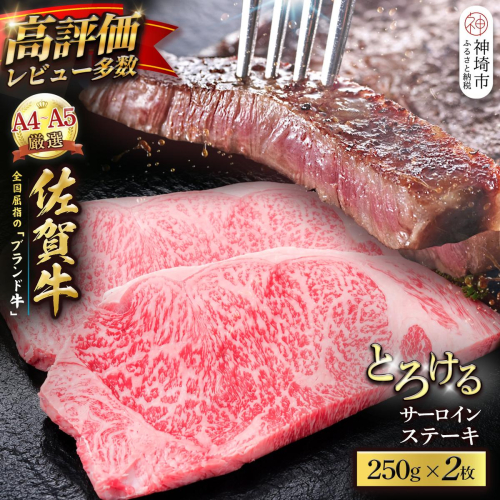 【スピード発送】佐賀牛 サーロインステーキ 250g×2枚【黒毛和牛 牛肉 最高級 冷凍 ギフト 贈答 丸宗ミート 神埼市】(H065221) 2707251 - 佐賀県神埼市